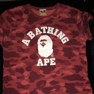 A bathing ape red camo shirt